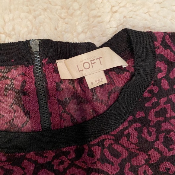 LOFT - black and purple animal print sweater - Picture 2 of 6